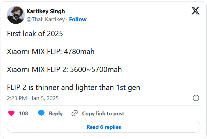 Xiaomi Mix Flip 2 - veća baterija i tanje (ujedno i lakše) kućište ff