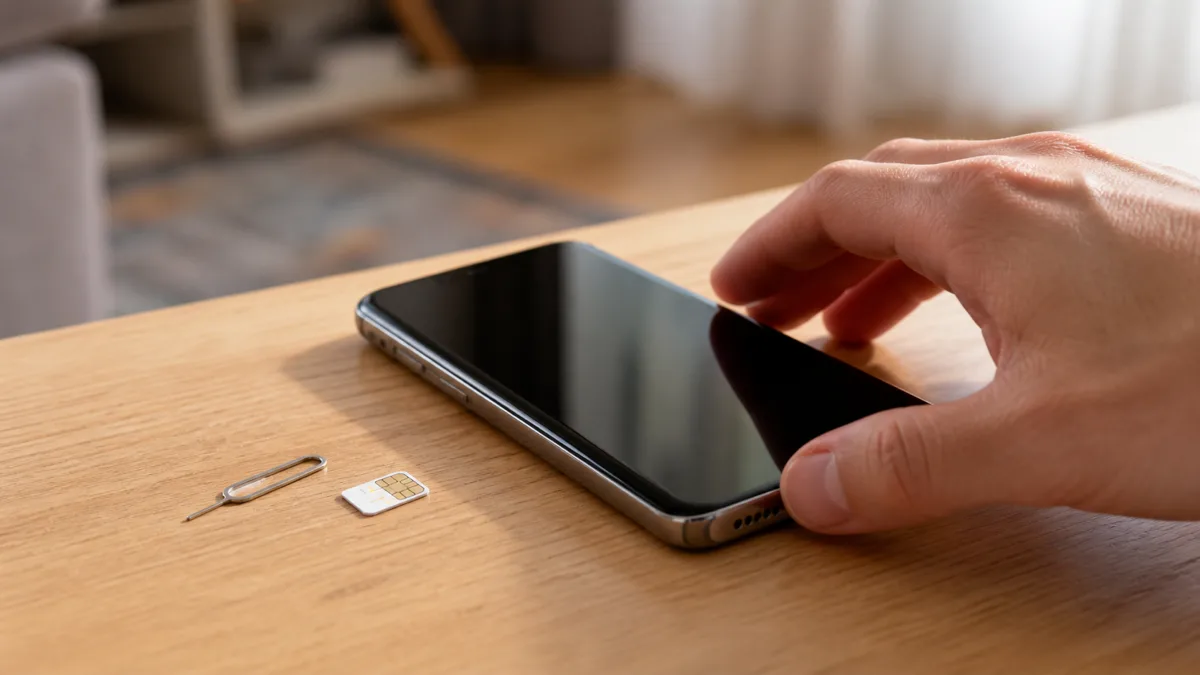 Kako aktivirati mobilni internet na BH Telecomu Telefon, SIM kartica i alat za SIM ladicu na drvenom stolu