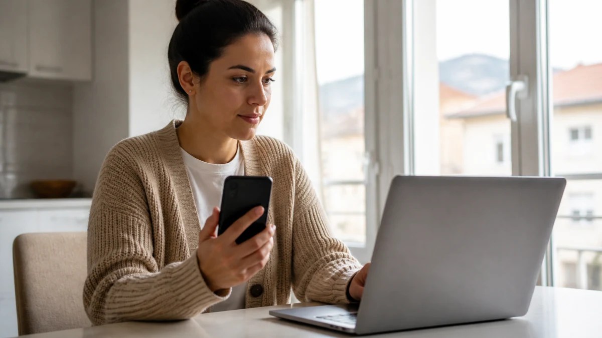 Korisnica povezuje laptop na osobni hotspot mobitela